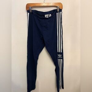 Adidas womens Dark Blue Leggings with White Stripes